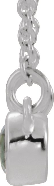 Platinum Round Natural Aquamarine Accented Bezel-Set Necklace - view 2