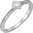 14K Gold Square Natural Diamond Family Stackable Ring – 2.5x2.5mm - White Gold