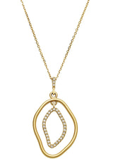 14K Gold Round Natural Diamond Open Silhouette Necklace or Pendant