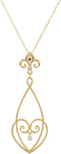 14K Gold Round Natural Diamond Fleur-de-lis Necklace or Pendant – 0.05 CTW