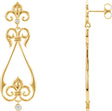 14K Gold Round Natural Diamond Fleur-de-lis Earrings – 2.5mm Stones