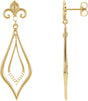 14K Gold Round Natural Diamond Fleur-de-lis Earrings – 1.75mm Stones
