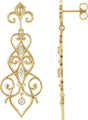 14K Gold Round Natural Diamond Fleur-de-lis Earrings IV