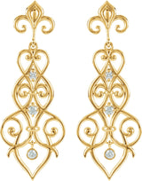 14K Gold Round Natural Diamond Fleur-de-lis Earrings IV - view 2