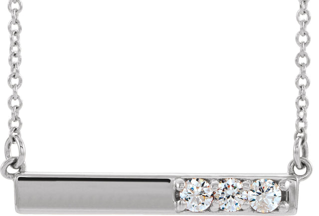 Platinum Round Natural Diamond Accented Bar Necklace – 1/5 CTW