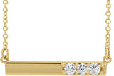 14K Gold Round Natural Diamond Accented Bar Necklace – 1/5 CTW - Yellow Gold