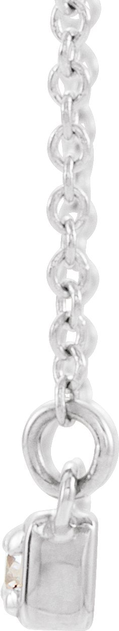 14K Gold Round Natural Diamond Accented Bar Necklace – 1/5 CTW - White Gold - view 2