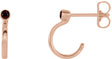 14K Gold Round Natural Mozambique Garnet Bezel-Set Hoop Earrings - Rose Gold