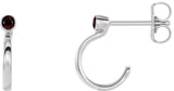 14K Gold Round Natural Mozambique Garnet Bezel-Set Hoop Earrings - White Gold