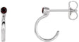 Platinum Round Natural Mozambique Garnet Bezel-Set Hoop Earrings
