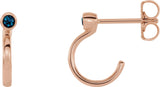 14K Gold Round Natural Alexandrite Bezel-Set Hoop Earrings - Rose Gold