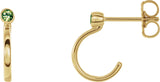14K Gold Round Natural Peridot Bezel-Set Hoop Earrings - Yellow Gold