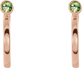 14K Gold Round Natural Peridot Bezel-Set Hoop Earrings - Rose Gold - view 2