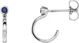 Platinum Round Natural Blue Sapphire Bezel-Set Hoop Earrings