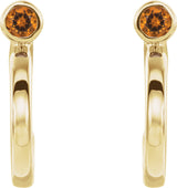 14K Gold Round Natural Citrine Bezel-Set Hoop Earrings - Yellow Gold - view 2