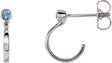 Platinum Round Natural Blue Zircon Bezel-Set Hoop Earrings
