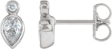 Platinum Pear Natural Diamond Bezel-Set Earrings