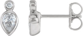 Platinum Pear Natural Diamond Bezel-Set Earrings