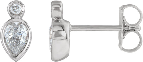 Platinum Pear Natural Diamond Bezel-Set Earrings