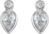 Platinum Pear Natural Diamond Bezel-Set Earrings - view 2