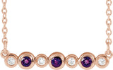 14K Gold Round Natural Amethyst Bezel-Set Bar Necklace – 0.08 CTW - Rose Gold