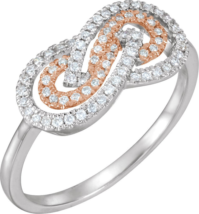 14K Gold Round Natural Diamond Infinity-Inspired Ring – 0.8mm Stones - view 3