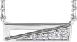 14K Gold Round Natural Diamond Accented Bar Necklace II - White Gold