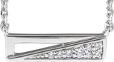 14K Gold Round Natural Diamond Accented Bar Necklace II - White Gold