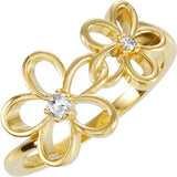14K Gold Round Natural Diamond Accented Floral Ring – 2.4mm Stones