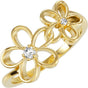 14K Gold Round Natural Diamond Accented Floral Ring – 2.4mm Stones