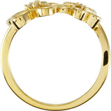 14K Gold Round Natural Diamond Accented Floral Ring – 2.4mm Stones - view 2