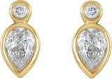 14K Gold Pear Natural Diamond Bezel-Set Earrings - Yellow Gold - view 2