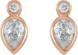 14K Gold Pear Natural Diamond Bezel-Set Earrings - Rose Gold - view 2