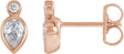 14K Gold Pear Natural Diamond Bezel-Set Earrings - Rose Gold