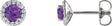 Platinum Natural Amethyst Round 4-Prong Halo-Style Earrings – 3-6mm Stones
