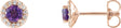14K Gold Natural Amethyst Round 4-Prong Halo-Style Earrings – 3-6mm Stones - Rose Gold