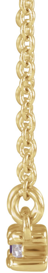 14K Gold Straight Baguette Natural Peridot Accented Bar Necklace – 1/8 CTW - Yellow Gold - view 2