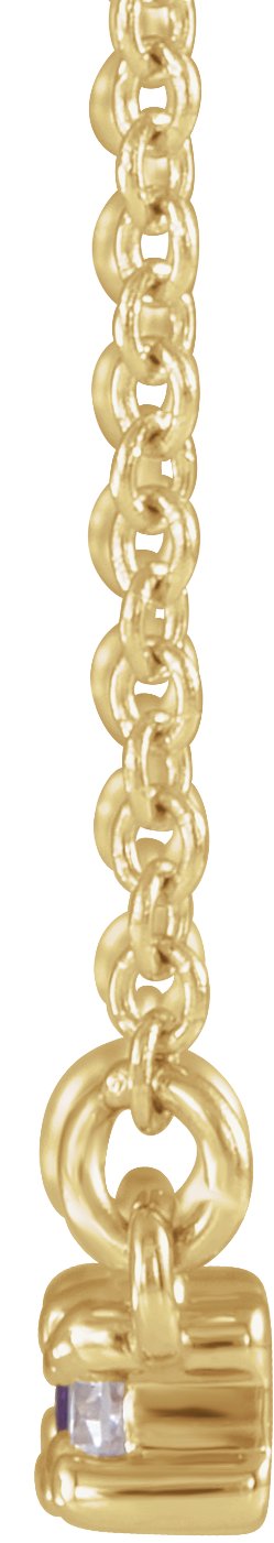 14K Gold Straight Baguette Natural Amethyst Accented Bar Necklace – 1/8 CTW - Yellow Gold - view 2