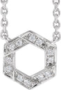 14K Gold Round Natural Diamond Accented Geometric Necklace - White Gold