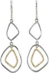 14K Gold Round Natural Diamond Open Silhouette Dangle Earrings III - view 4