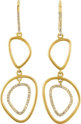 14K Gold Round Natural Diamond Open Silhouette Earrings - view 2