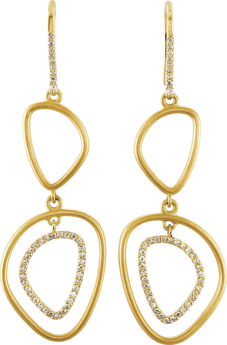 14K Gold Round Natural Diamond Open Silhouette Earrings - view 2