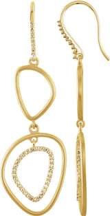 14K Gold Round Natural Diamond Open Silhouette Earrings