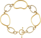 14K Gold Round Natural Diamond Open Silhouette Bracelet