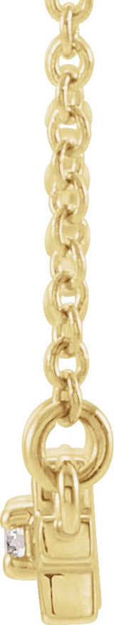 14K Gold Round Natural Diamond Cross Bar Necklace - Yellow Gold - view 2
