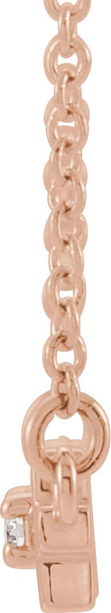 14K Gold Round Natural Diamond Cross Bar Necklace - Rose Gold - view 2