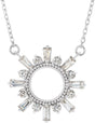 Platinum Tapered Baguette Natural Diamond Accented Circle Necklace