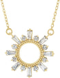 14K Gold Tapered Baguette Natural Diamond Accented Circle Necklace - Yellow Gold