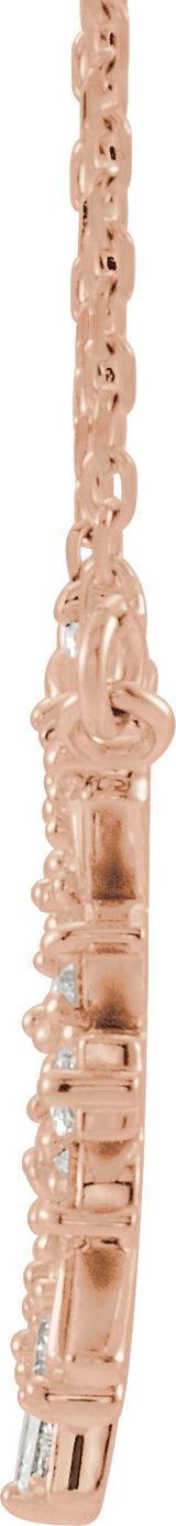 14K Gold Tapered Baguette Natural Diamond Accented Circle Necklace - Rose Gold - view 2