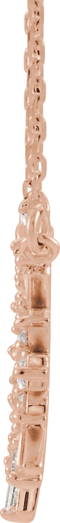 14K Gold Tapered Baguette Natural Diamond Accented Circle Necklace - Rose Gold - view 2